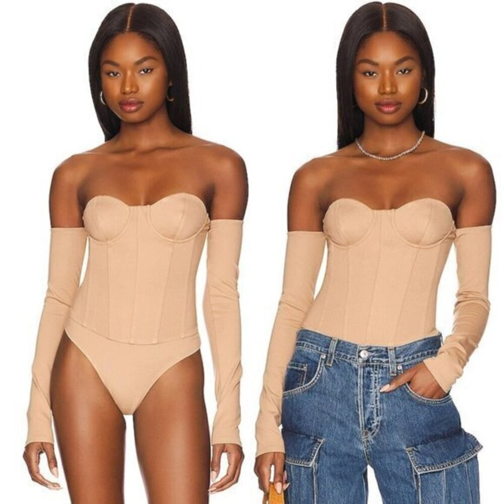 NBD Eleonora Bodysuit in Light Beige
